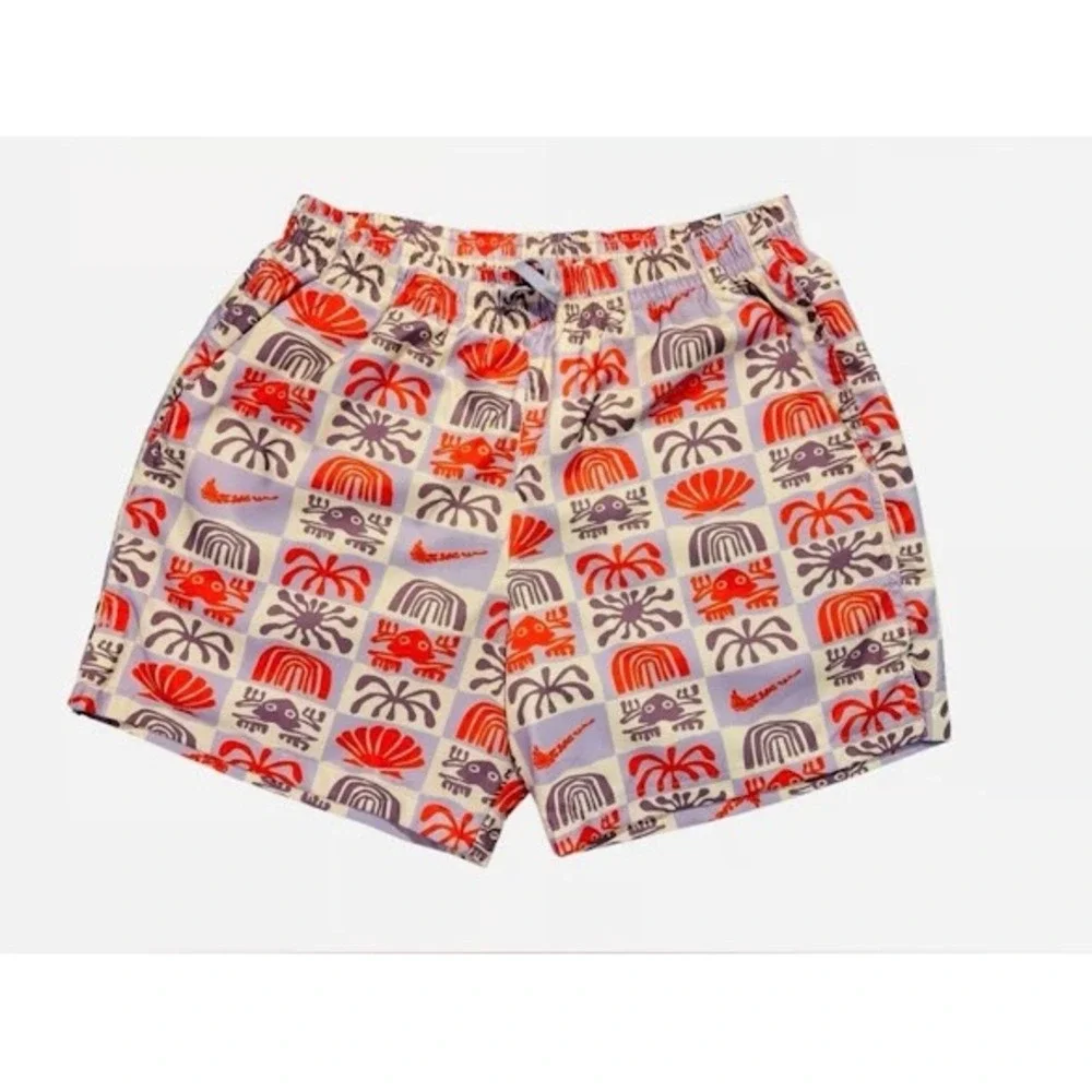 Nike Kids Purple Orange Abstract Sea Creature Print Swim TrunksSize M